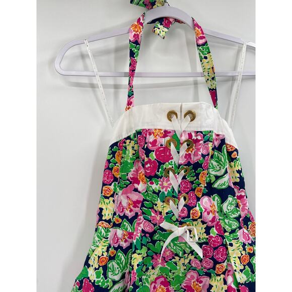 Lilly Pulitzer Toni Getaway Garden Floral Print Lace Up Halter Mini Dress 4 NWT - Picture 3 of 6